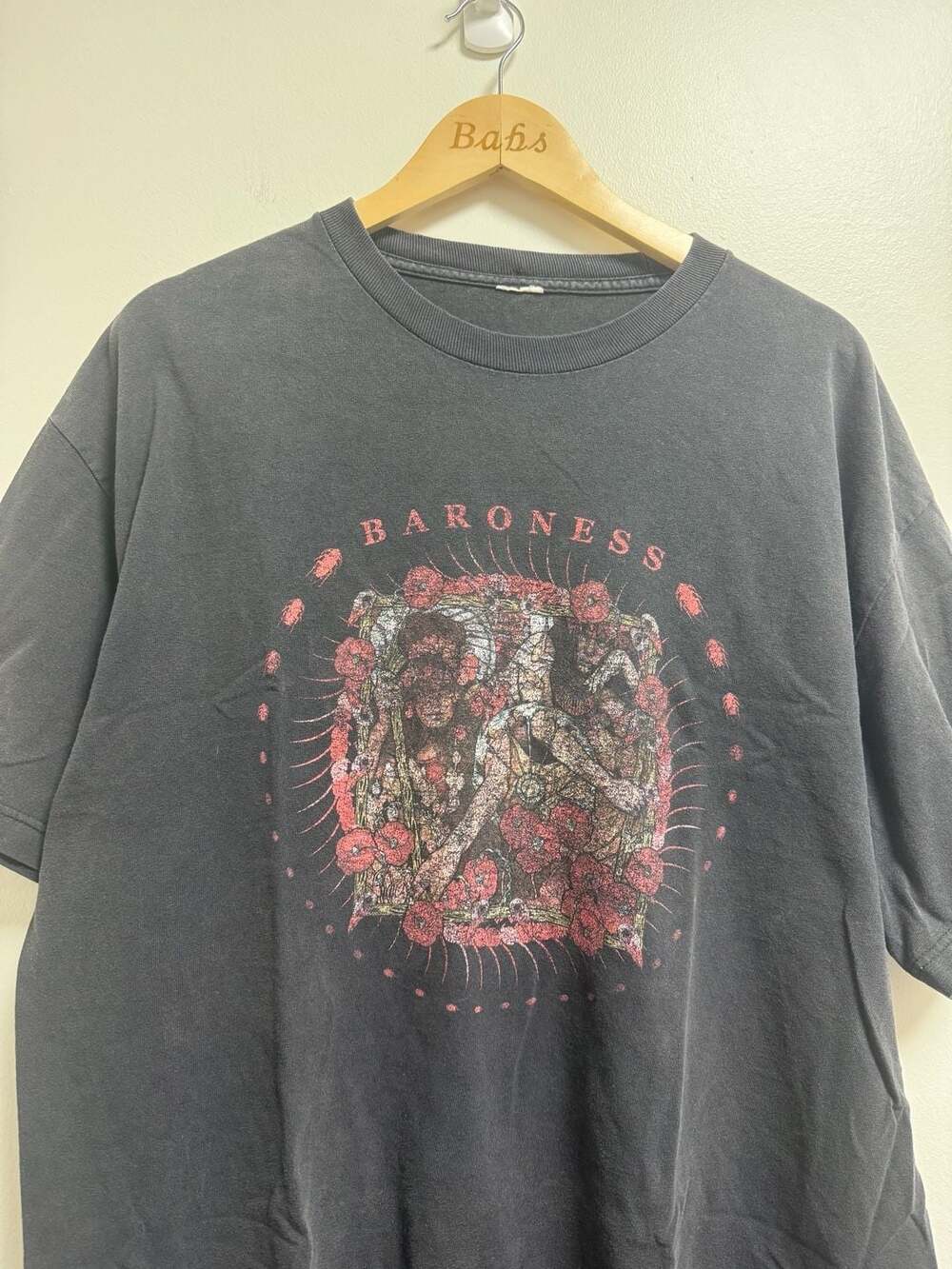 Faded distressed Grunge Baroness Red Album T-Shirt Black Band Tour Merch